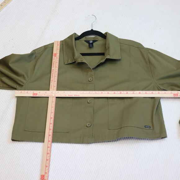 Volcom Olive Green Cropped Jacket Size L - Picture 3 of 6